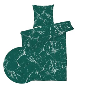 Sengesett 140x200/60x63 cm - Marmorgrønn  - bomullssateng 